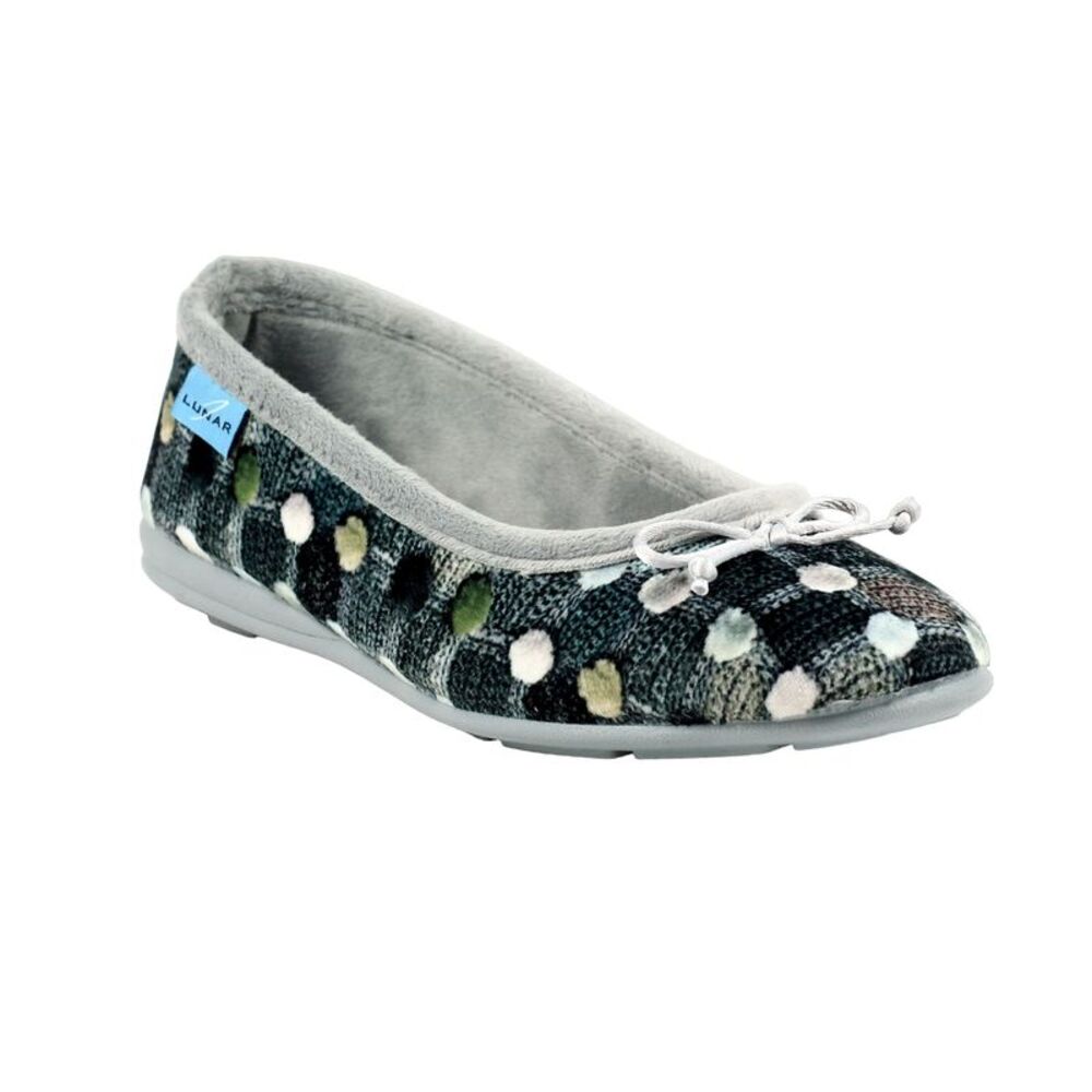 Lunar Womens/Ladies Magic Spotted Slippers / Gray